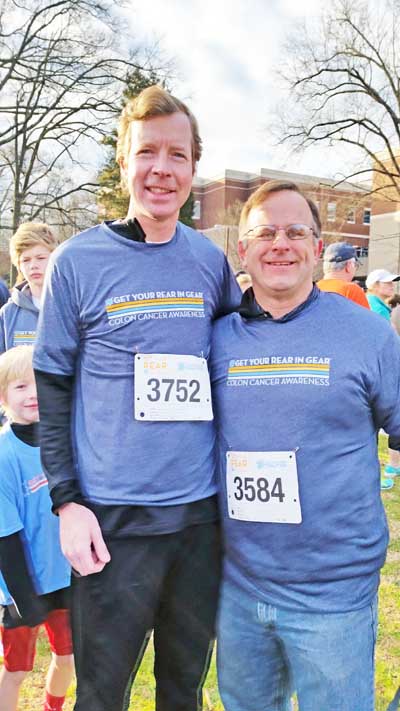 Drs. William Warlick and Kevin Roof before Get Your Rear in Gear Walk