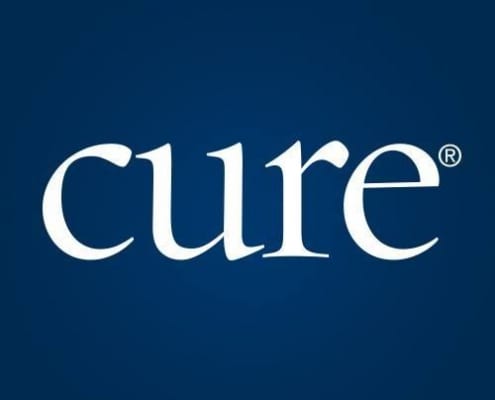 CURE logo, a print magazine and web resource, provides cancer updates, research, and education.