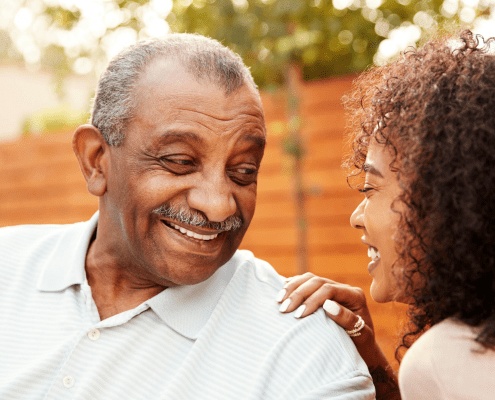65-year old Black Male with Prostate Cancer talking to his daughter